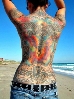 Full Body Tattoo On Beach